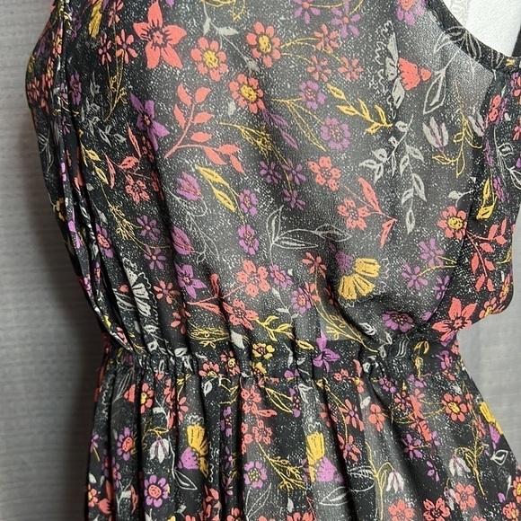 AMERICAN RAG SMALL FLORAL SLEEVELESS MIDI SHEER DRESS - Picture 9 of 11
